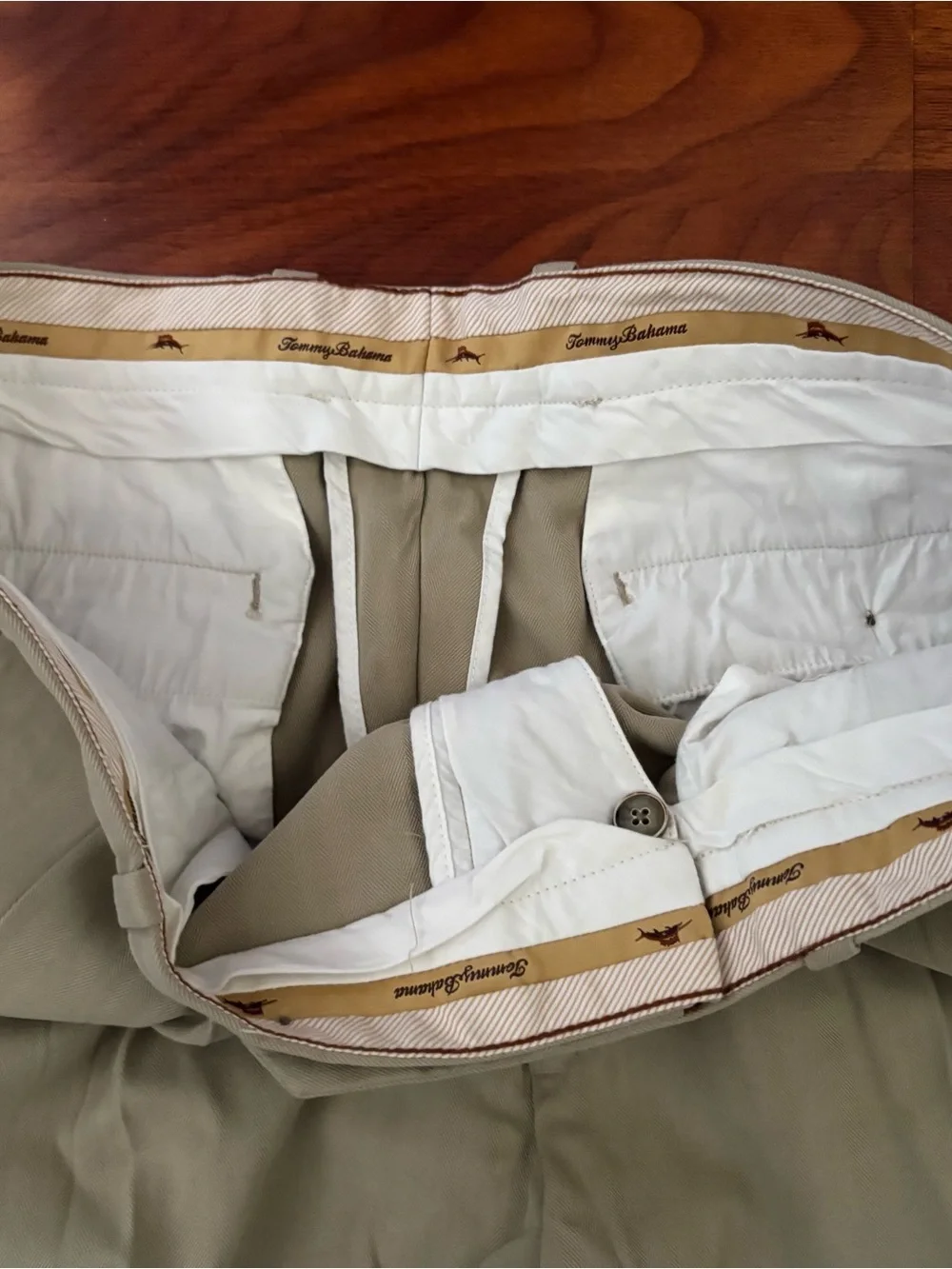 Tommy Bahama Mens Silk Blend Pleated Dress Pants Chino Beige Tan 35x28 Beach USA